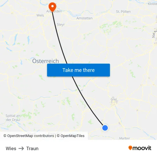 Wies to Traun map