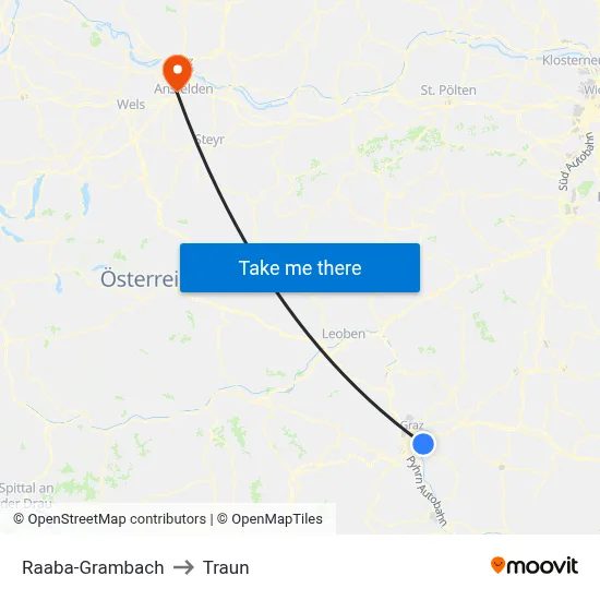 Raaba-Grambach to Traun map