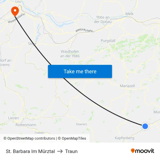 St. Barbara Im Mürztal to Traun map