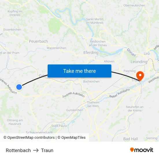 Rottenbach to Traun map