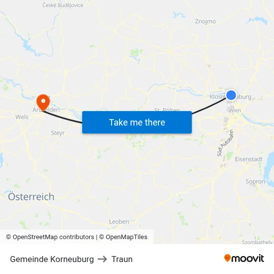 Gemeinde Korneuburg to Traun map