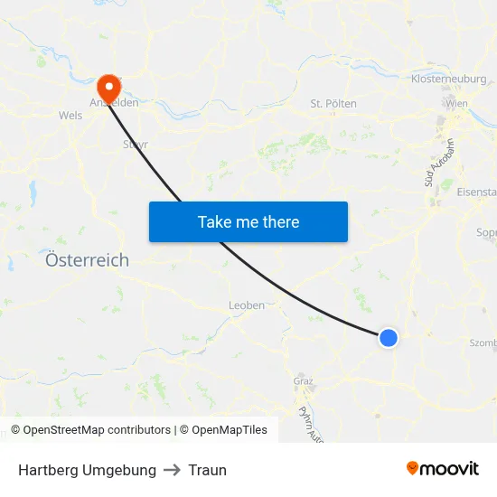 Hartberg Umgebung to Traun map