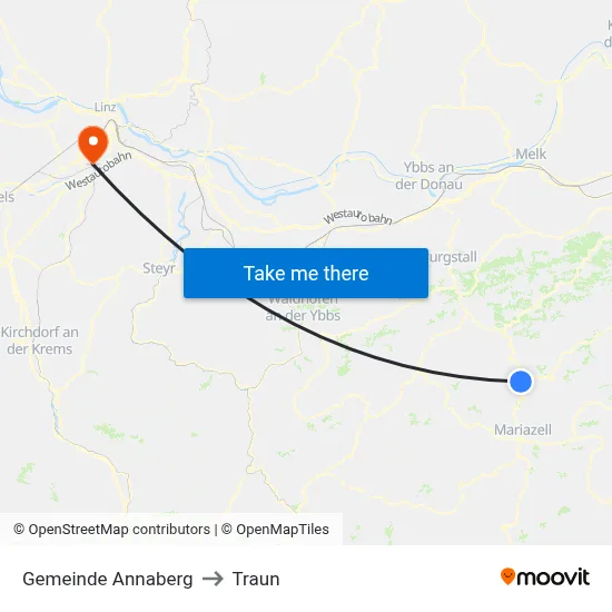 Gemeinde Annaberg to Traun map