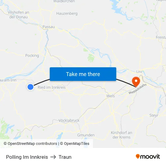 Polling Im Innkreis to Traun map