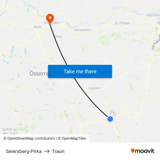 Seiersberg-Pirka to Traun map