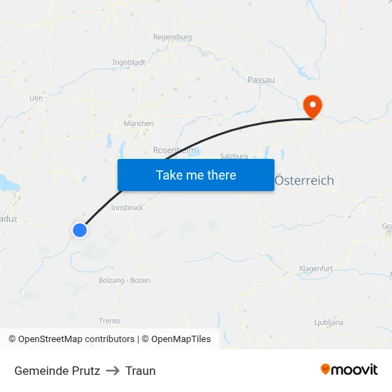 Gemeinde Prutz to Traun map