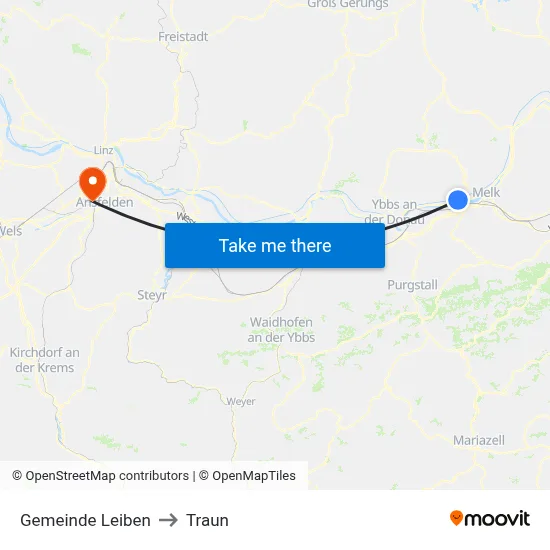 Gemeinde Leiben to Traun map