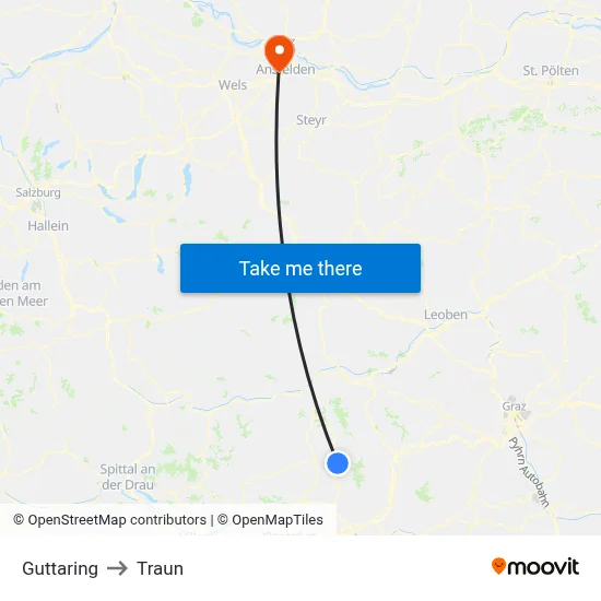 Guttaring to Traun map