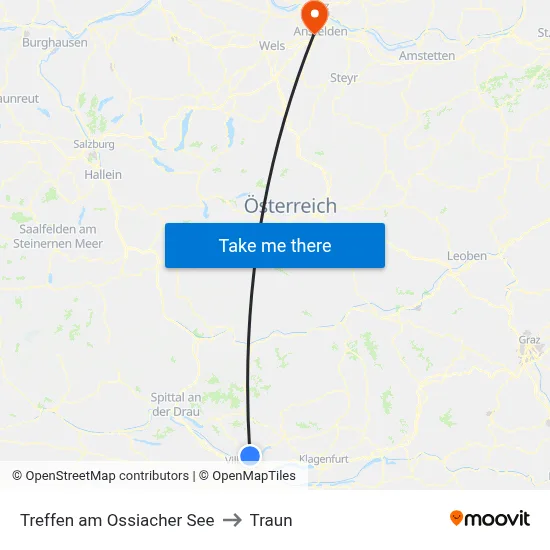 Treffen am Ossiacher See to Traun map