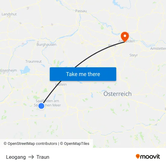 Leogang to Traun map