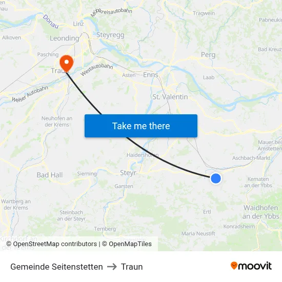 Gemeinde Seitenstetten to Traun map