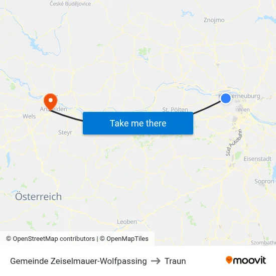 Gemeinde Zeiselmauer-Wolfpassing to Traun map