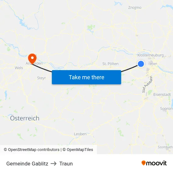 Gemeinde Gablitz to Traun map