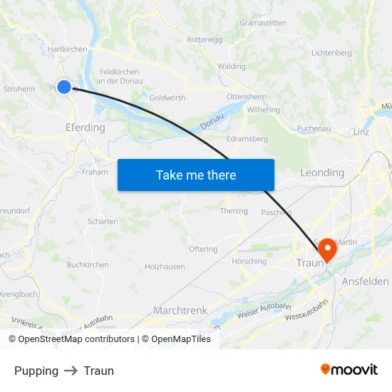 Pupping to Traun map