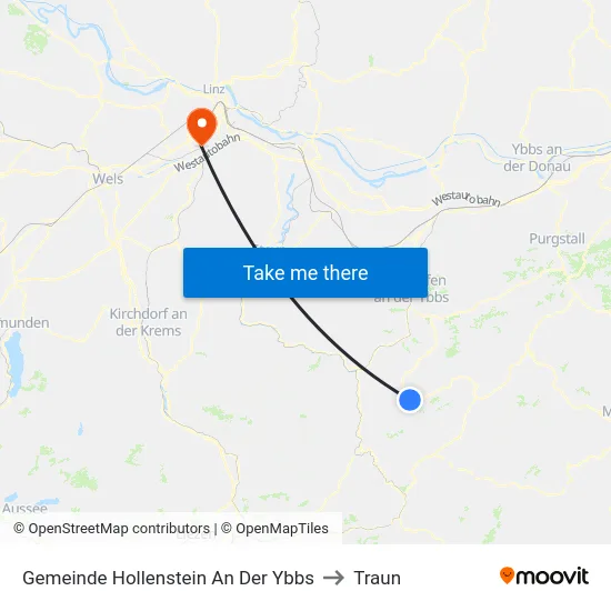 Gemeinde Hollenstein An Der Ybbs to Traun map