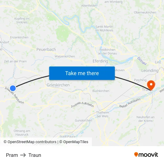 Pram to Traun map