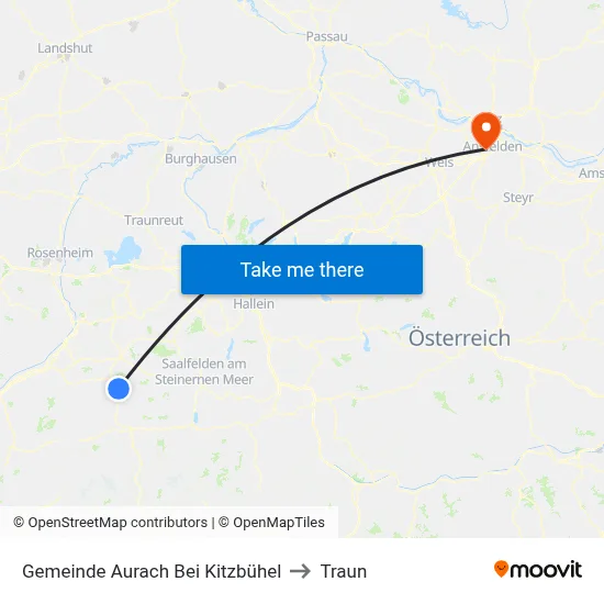 Gemeinde Aurach Bei Kitzbühel to Traun map