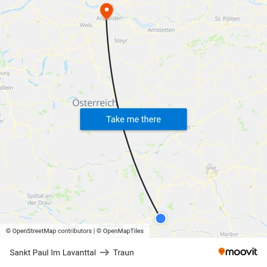 Sankt Paul Im Lavanttal to Traun map