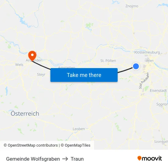 Gemeinde Wolfsgraben to Traun map