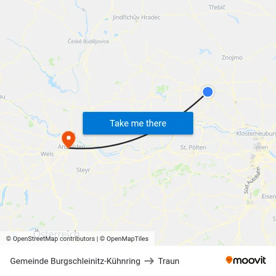 Gemeinde Burgschleinitz-Kühnring to Traun map