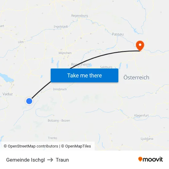 Gemeinde Ischgl to Traun map