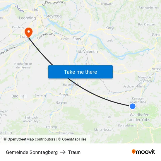 Gemeinde Sonntagberg to Traun map