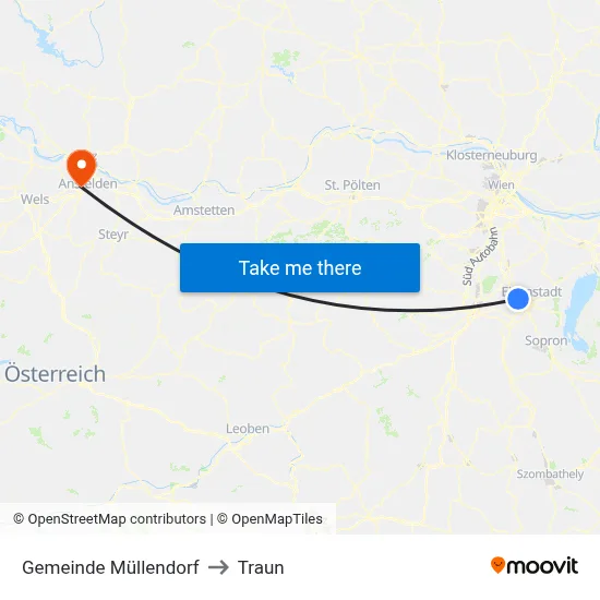 Gemeinde Müllendorf to Traun map