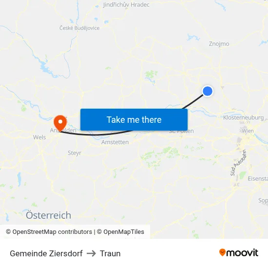 Gemeinde Ziersdorf to Traun map