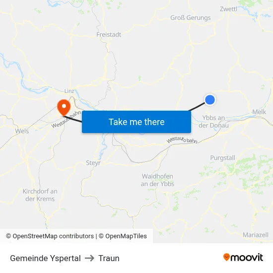 Gemeinde Yspertal to Traun map