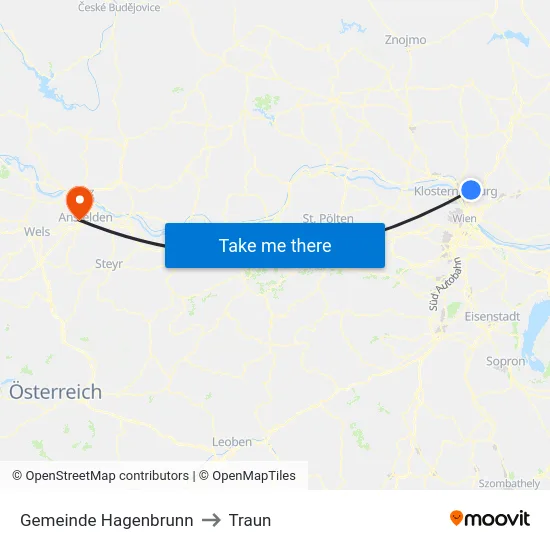 Gemeinde Hagenbrunn to Traun map