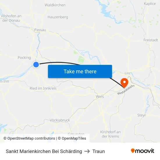 Sankt Marienkirchen Bei Schärding to Traun map