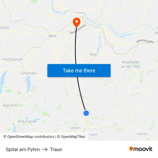 Spital am Pyhrn to Traun map
