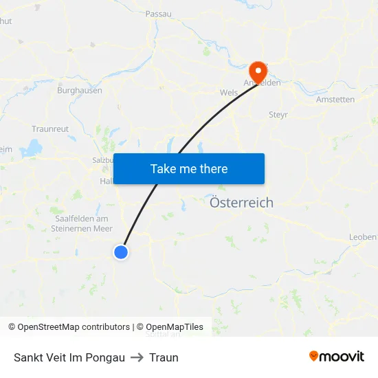 Sankt Veit Im Pongau to Traun map