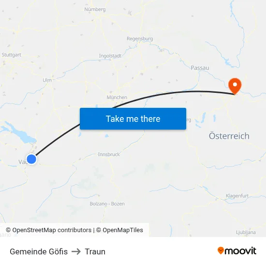 Gemeinde Göfis to Traun map