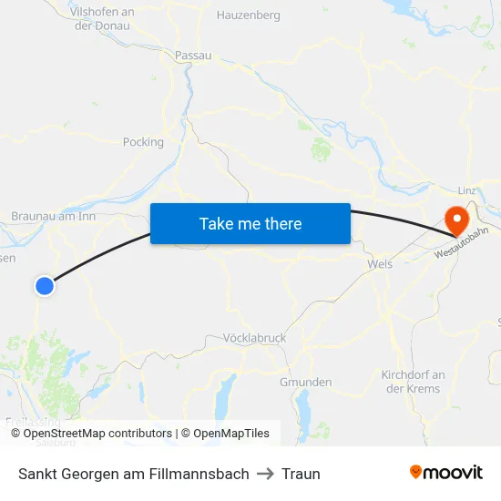 Sankt Georgen am Fillmannsbach to Traun map