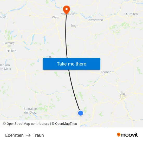 Eberstein to Traun map