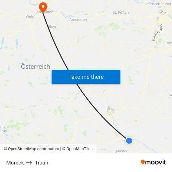 Mureck to Traun map