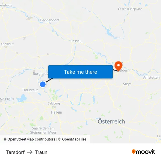 Tarsdorf to Traun map