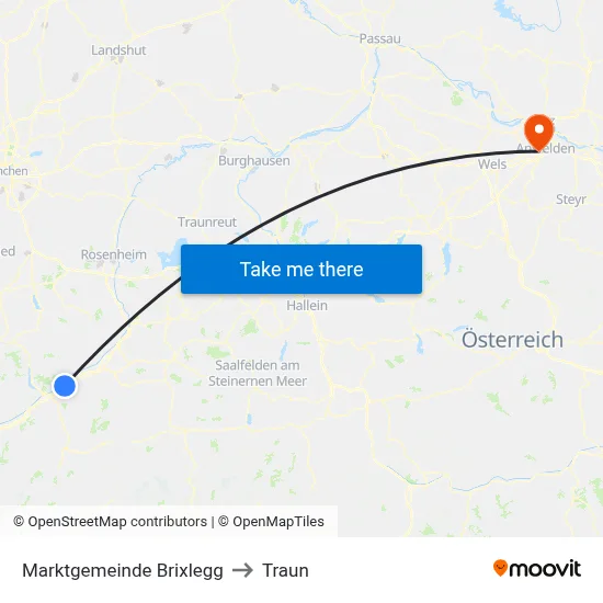 Marktgemeinde Brixlegg to Traun map