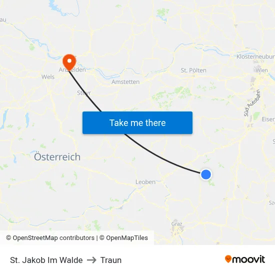 St. Jakob Im Walde to Traun map