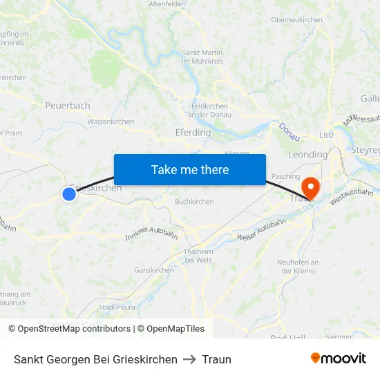 Sankt Georgen Bei Grieskirchen to Traun map