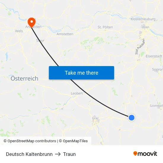 Deutsch Kaltenbrunn to Traun map