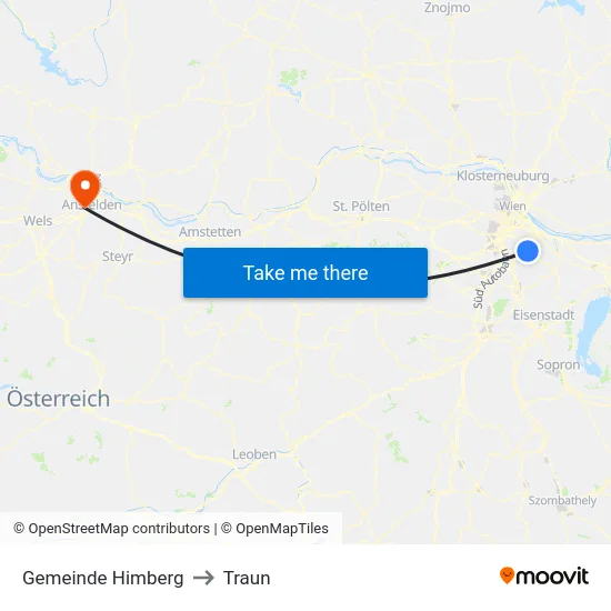 Gemeinde Himberg to Traun map