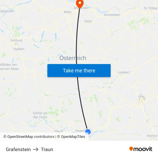 Grafenstein to Traun map