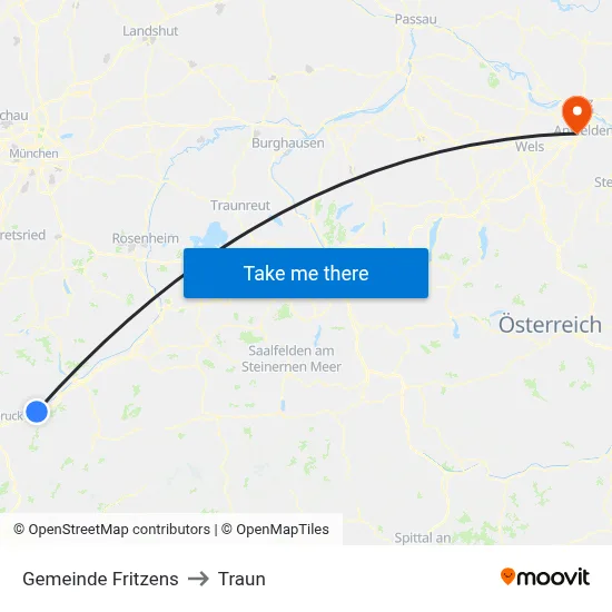 Gemeinde Fritzens to Traun map