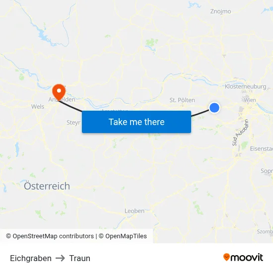 Eichgraben to Traun map