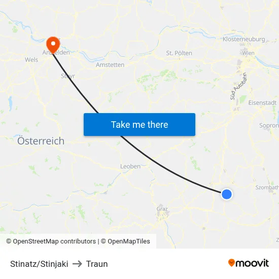 Stinatz/Stinjaki to Traun map