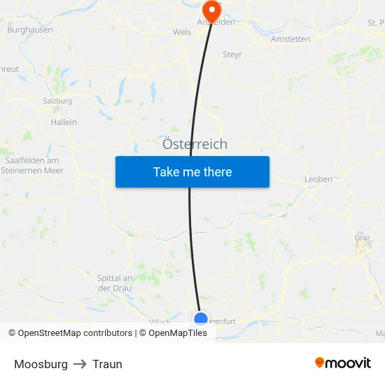 Moosburg to Traun map
