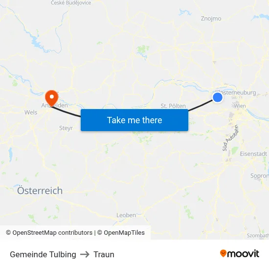 Gemeinde Tulbing to Traun map