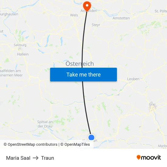 Maria Saal to Traun map